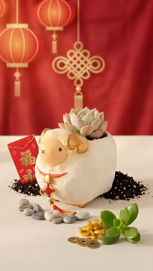 🐑 預購【拼肉肉】馬年搶瘋的生肖款來了!羊年限定「羊羊得意」多肉盲盒 (含盆土專業組裝) 預購