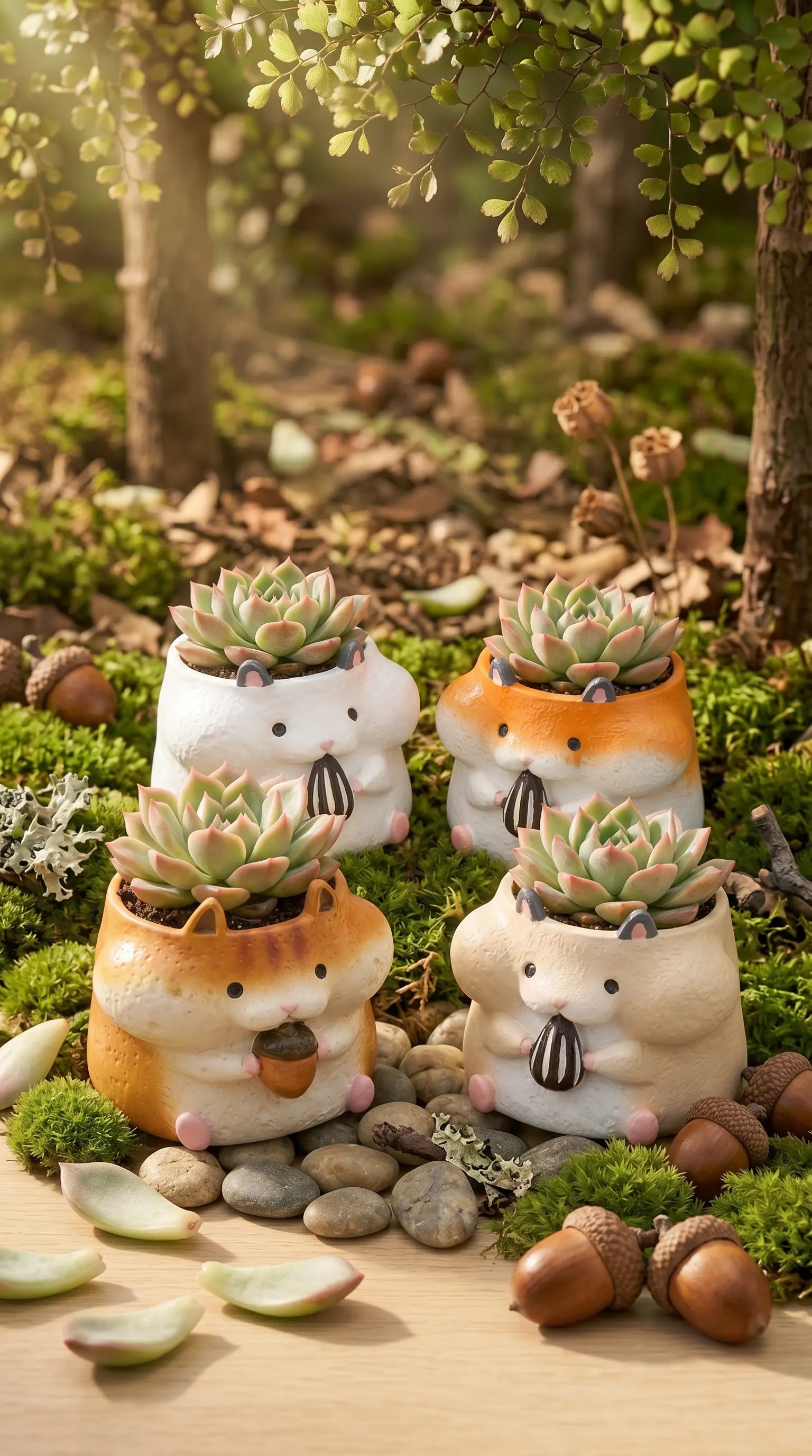 🐹🐿️ 【拼肉肉】四鼠來襲！松鼠 Ｘ 倉鼠 超萌多肉盲盒 (4款一次帶走｜鼠一鼠二的可愛｜含盆土專業組裝) 拼肉肉 Puzzle Of Succulent