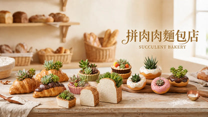 🍞 【拼肉肉】肉肉甜點店｜優質厚片吐司 Ｘ 真實多肉盲盒 (三種尺寸任選｜零熱量下午茶｜含盆土專業組裝) 拼肉肉 Puzzle Of Succulent