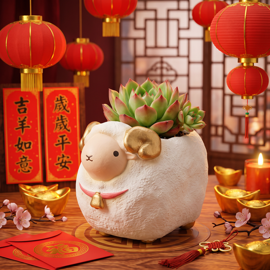 🐑  預購【拼肉肉】馬年搶瘋的生肖款來了！羊年限定「羊羊得意」多肉盲盒 (含盆土專業組裝) 預購