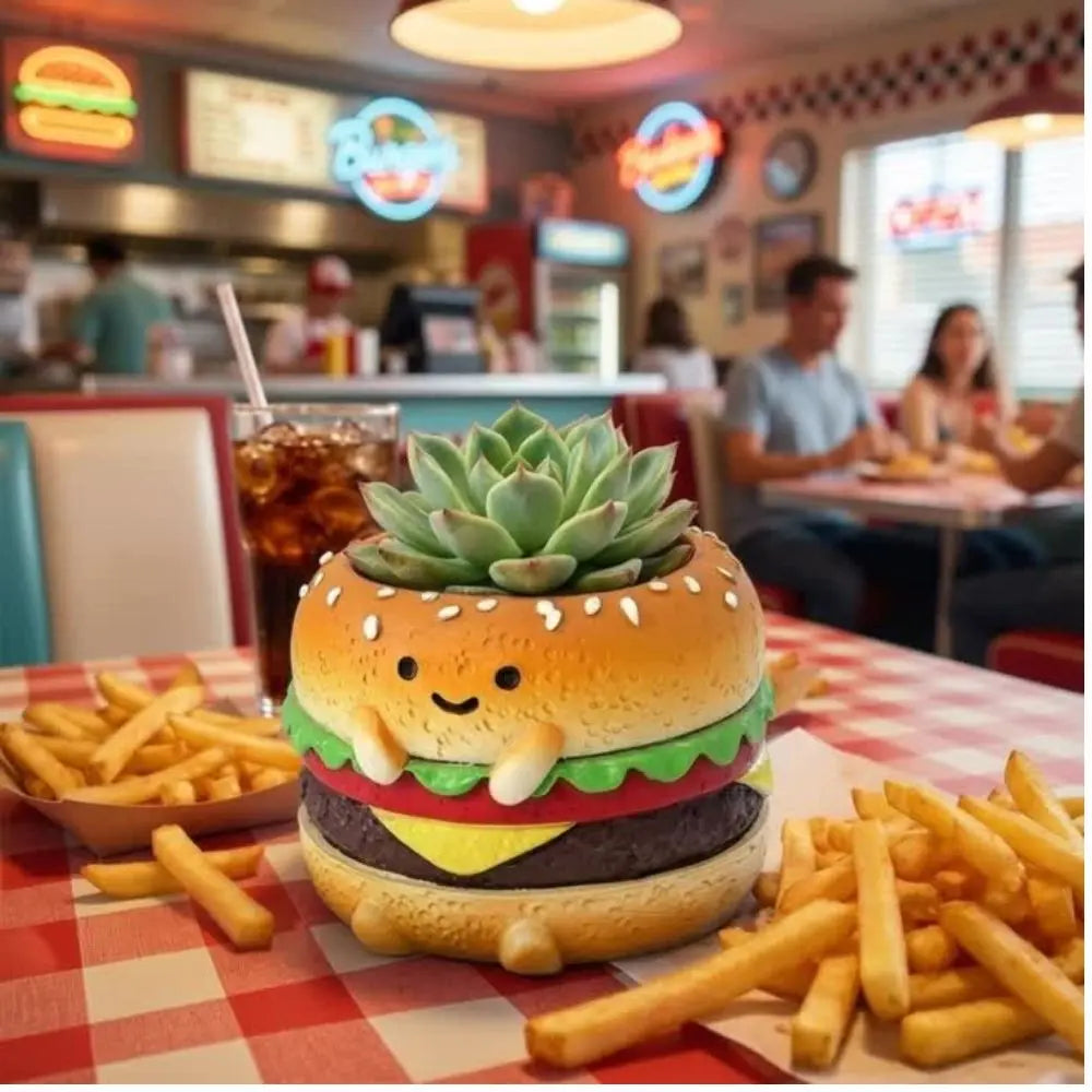 🍔🍙🍞 【肉肉早餐店】・元氣三寶真實多肉植物盲盒 (漢堡/吐司/飯糰｜零熱量早午餐｜辦公桌微型盆栽｜含盆土) 一吋多肉花盆 拼肉肉 Puzzle Of Succulent