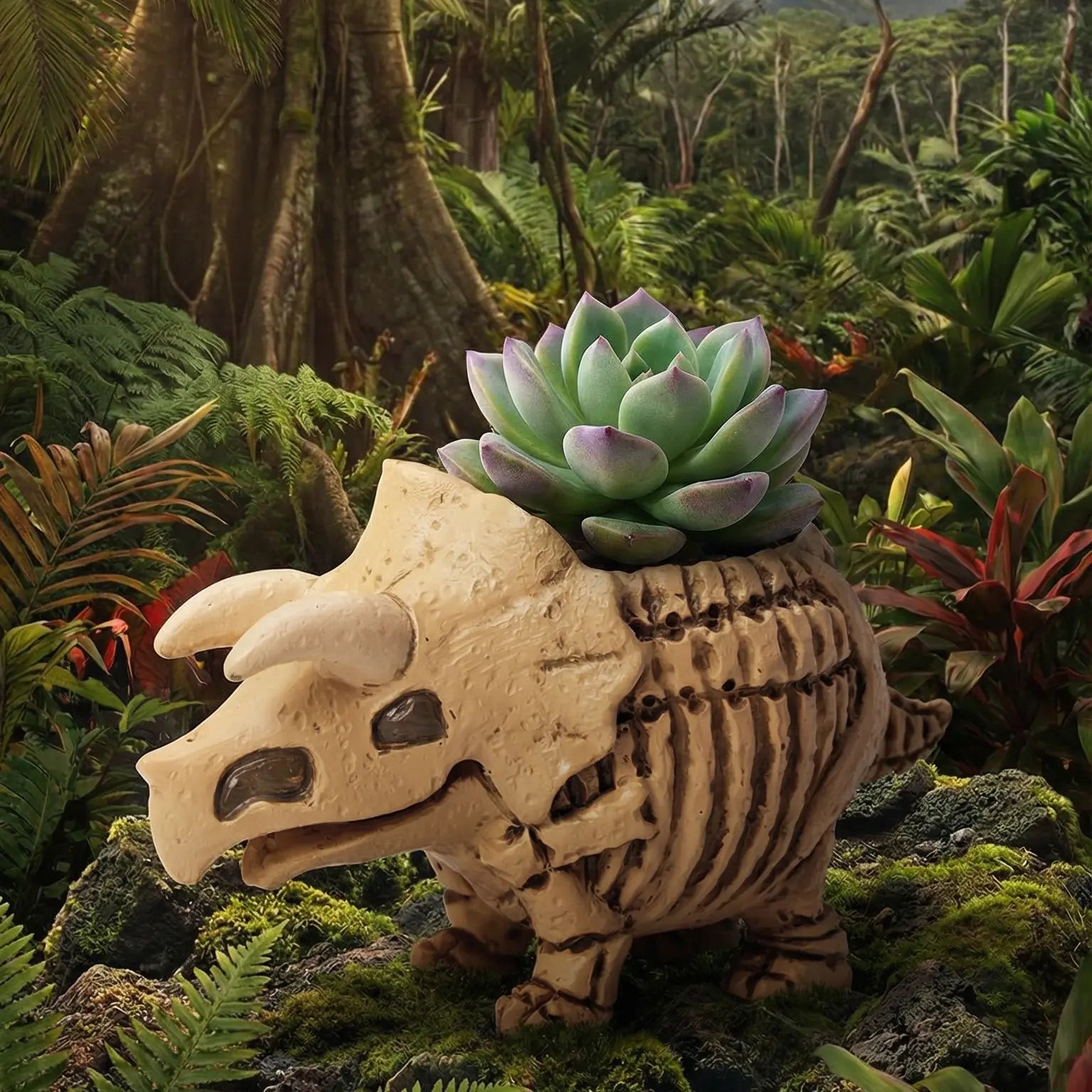 🦖 【拼肉肉】肉肉玩具箱｜史前巨獸 3 入組 Ｘ 真實一吋多肉盲盒 (暴龍+三角龍+化石｜一次帶回三隻｜含盆土專業組裝) 拼肉肉 Puzzle Of Succulent