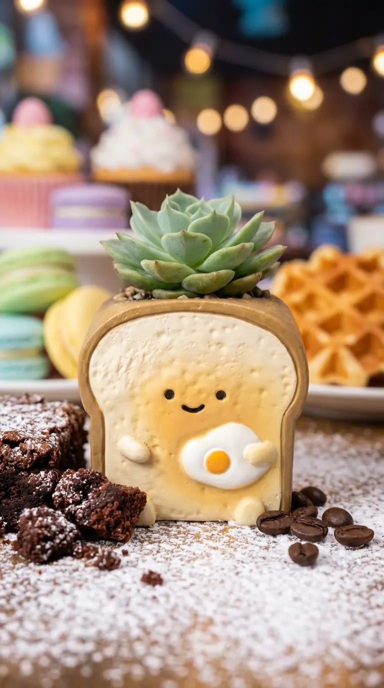 🍔🍙🍞 【肉肉早餐店】・元氣三寶真實多肉植物盲盒 (漢堡/吐司/飯糰｜零熱量早午餐｜辦公桌微型盆栽｜含盆土) 一吋多肉花盆 拼肉肉 Puzzle Of Succulent