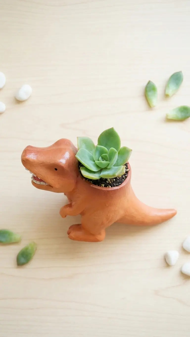 🦖 【拼肉肉】肉肉玩具箱｜彩色肉肉暴龍 Ｘ 真實一吋多肉盲盒 (單入款｜辦公桌的視覺系霸主｜含盆土專業組裝) 拼肉肉 Puzzle Of Succulent