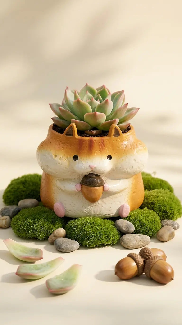 🐹🐿️ 【拼肉肉】四鼠來襲！松鼠 Ｘ 倉鼠 超萌多肉盲盒 (4款一次帶走｜鼠一鼠二的可愛｜含盆土專業組裝) 拼肉肉 Puzzle Of Succulent