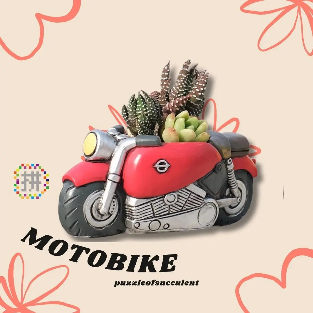 【肉肉玩具箱】復古摩托車多肉盲盒X2 - 拼肉肉 Puzzle Of Succulent